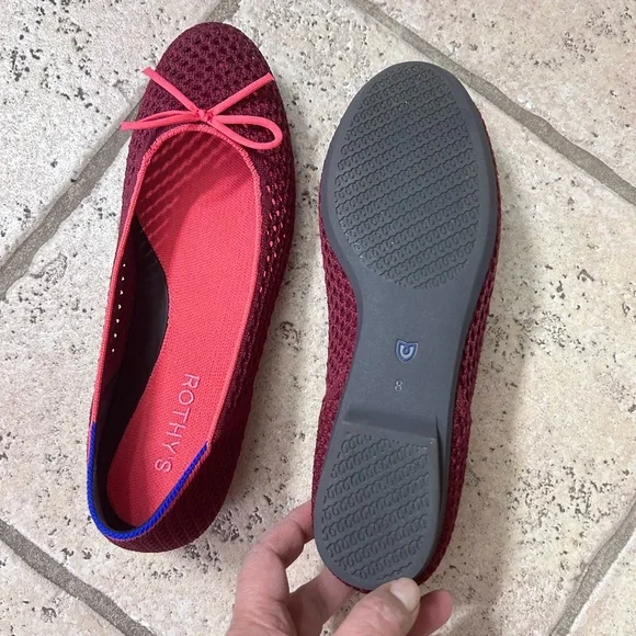 Rothy's The Ballet Flat Bow Berry Mesh Size 8 NWOB - Picture 7 of 8